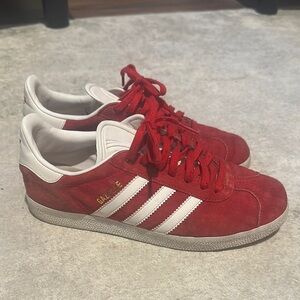 Adidas Red and White Gazelle Sneakers